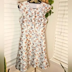 Gal Meets Glam White A-Line Dress with Flutter Sleeves
